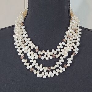 White & Pink Multi Strand Necklace